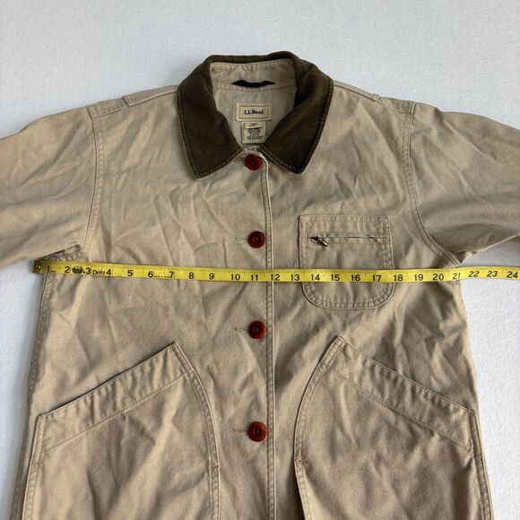 LL Bean Field Barn Chore Hunting Jacket Coat Women S Tan Flannel Canvas Corduroy - Picture 9 of 10
